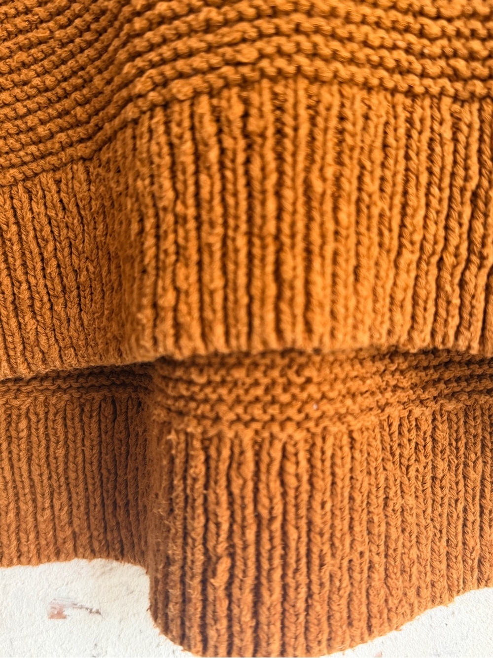 🍂 Madewell Textured Cotton Sweater | Size Medium | Golden Pecan V-Neck Pullover - Picture 7 of 12
